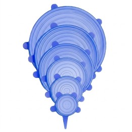 Set 6 Tapas De Silicona Elásticas Reutilizables Multiusos