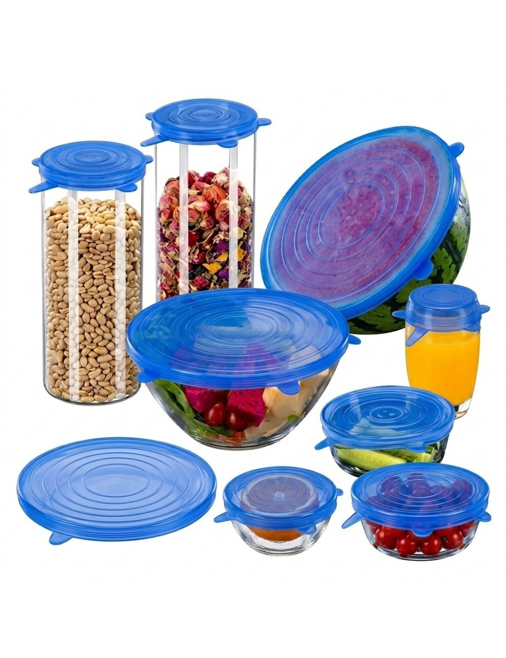 Set 6 Tapas De Silicona Elásticas Reutilizables Multiusos