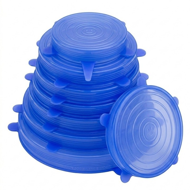 Set 6 Tapas De Silicona Elásticas Reutilizables Multiusos