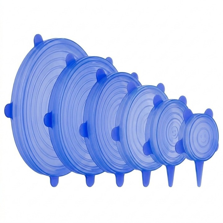 Set 6 Tapas De Silicona Elásticas Reutilizables Multiusos