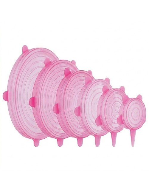 Set 6 Tapas De Silicona Elásticas Reutilizables Multiusos