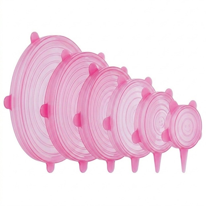 Set 6 Tapas De Silicona Elásticas Reutilizables Multiusos