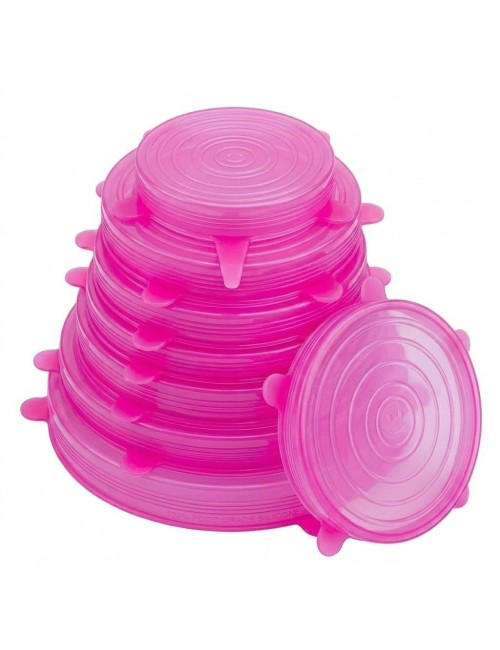 Set 6 Tapas De Silicona Elásticas Reutilizables Multiusos