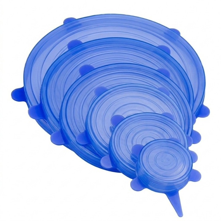Set 6 Tapas De Silicona Elásticas Reutilizables Multiusos