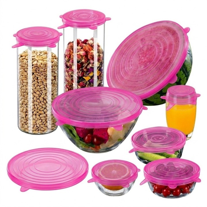 Set 6 Tapas De Silicona Elásticas Reutilizables Multiusos