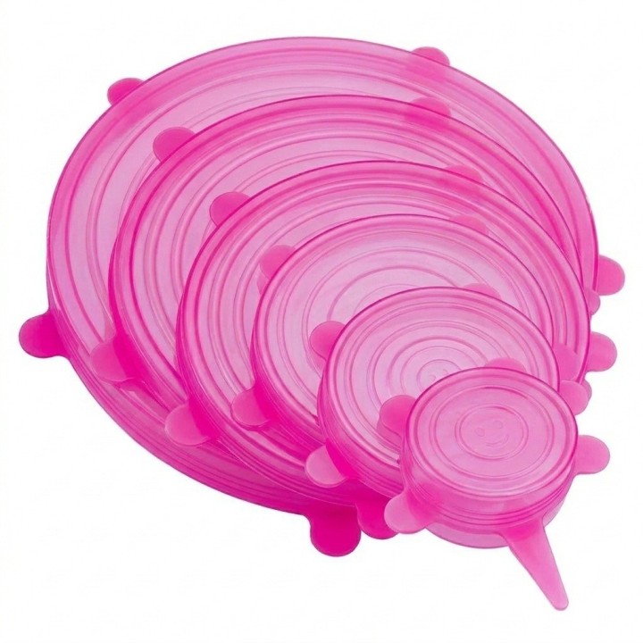 Set 6 Tapas De Silicona Elásticas Reutilizables Multiusos