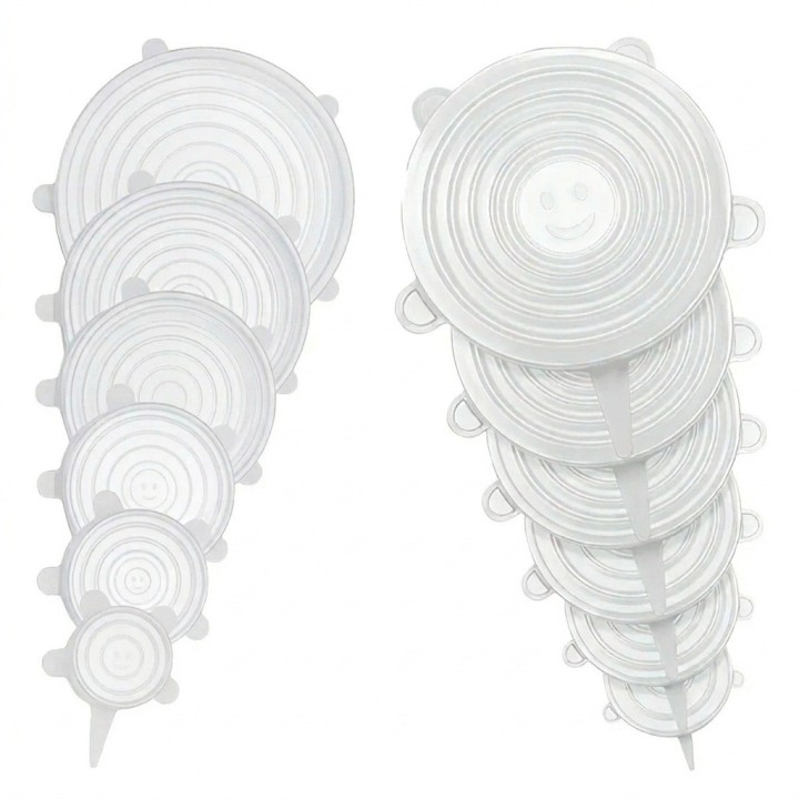Set 6 Tapas De Silicona Elásticas Reutilizables Multiusos