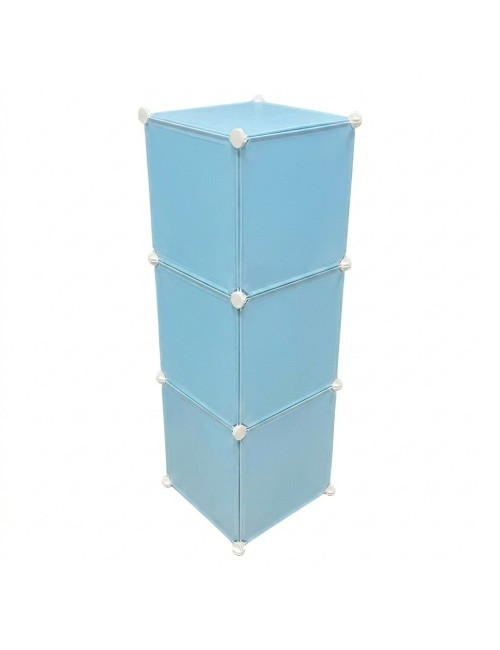 Armario Organizador Modular Infantil 3 Cubos Gatos Celeste