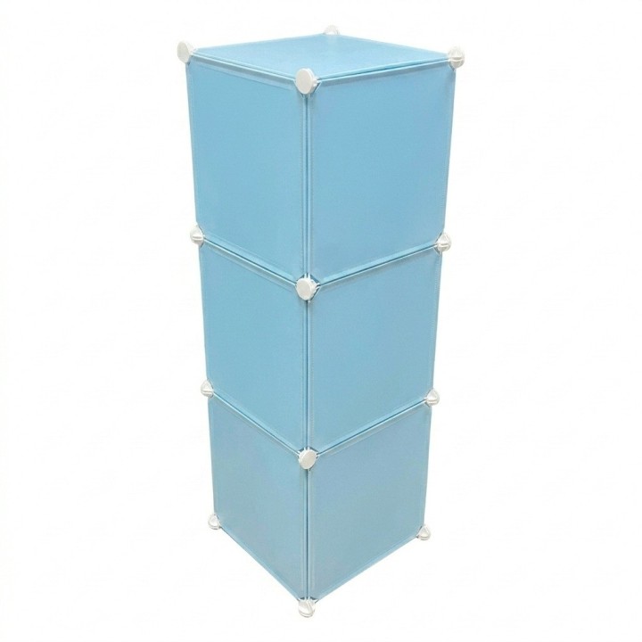 Armario Organizador Modular Infantil 3 Cubos Gatos Celeste