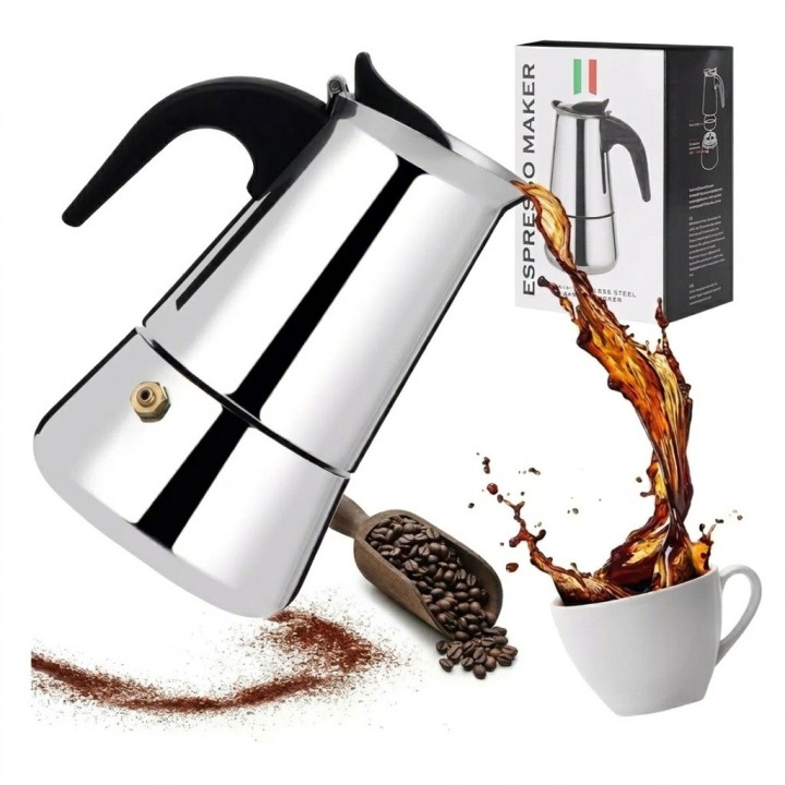 Cafetera Italiana Moka Acero Inoxidable 6 Tazas Espresso