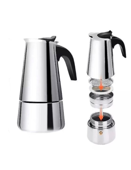 Cafetera Italiana Moka Acero Inoxidable 6 Tazas Espresso