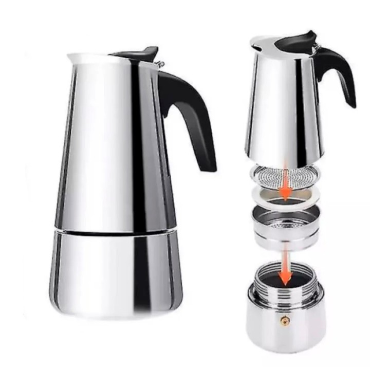 Cafetera Italiana Moka Acero Inoxidable 6 Tazas Espresso