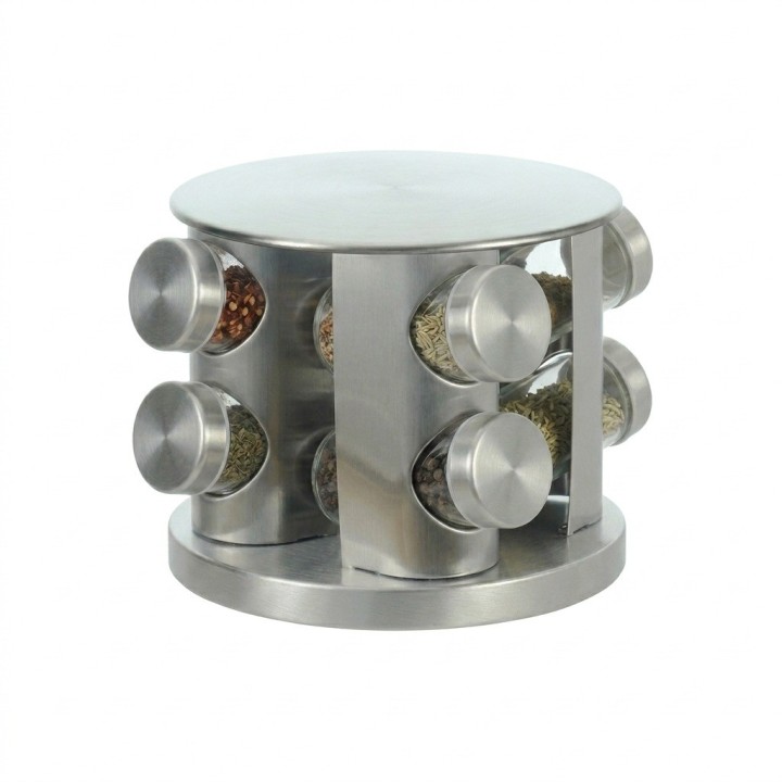Especiero Giratorio Acero Inoxidable Frascos Vidrio Cocina