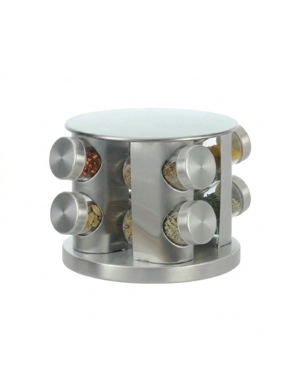 Especiero Giratorio Acero Inoxidable Frascos Vidrio Cocina