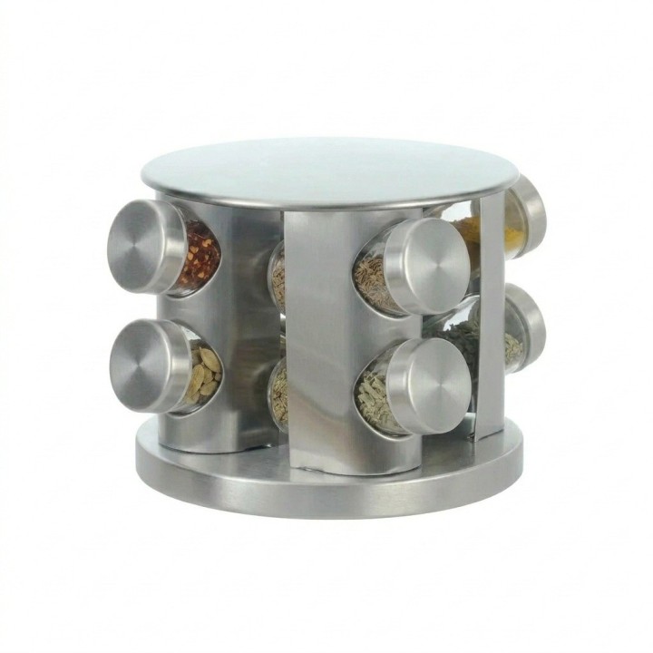 Especiero Giratorio Acero Inoxidable Frascos Vidrio Cocina