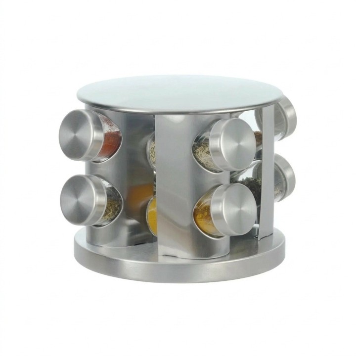 Especiero Giratorio Acero Inoxidable Frascos Vidrio Cocina