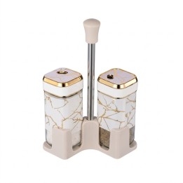 Set Salero Pimentero Diseño Mármol Con Base Elegante