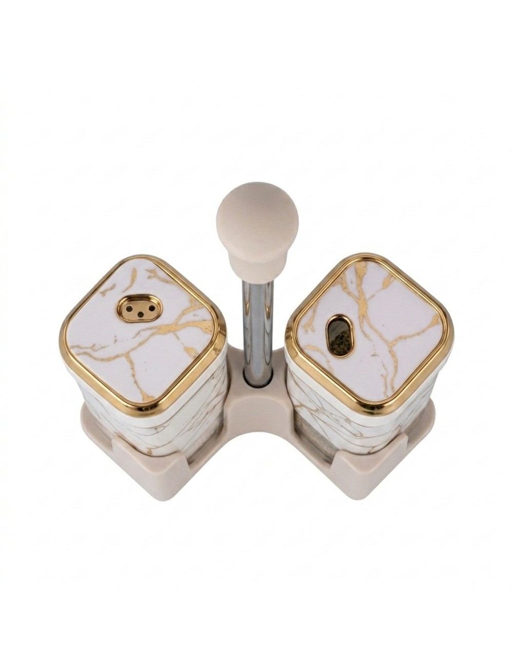 Set Salero Pimentero Diseño Mármol Con Base Elegante