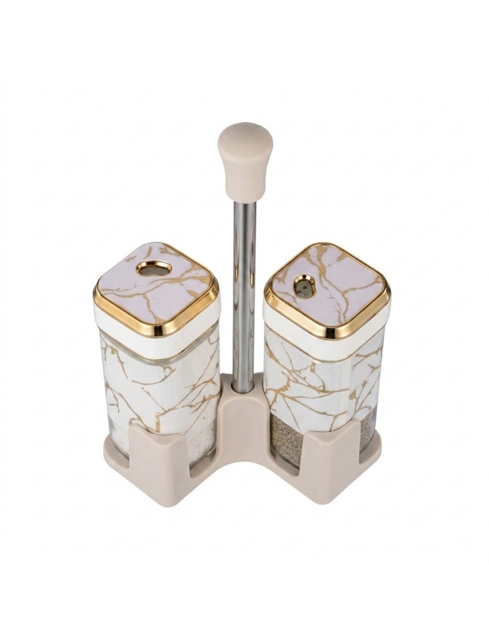 Set Salero Pimentero Diseño Mármol Con Base Elegante