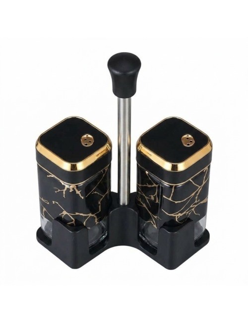 Set Salero Pimentero Diseño Mármol Con Base Elegante