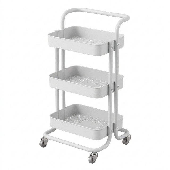 Carrito Organizador Multiusos 3 Niveles Con Ruedas De Metal
