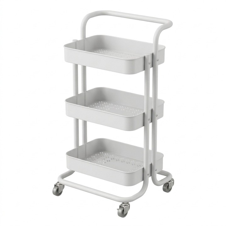 Carrito Organizador Multiusos 3 Niveles Con Ruedas De Metal