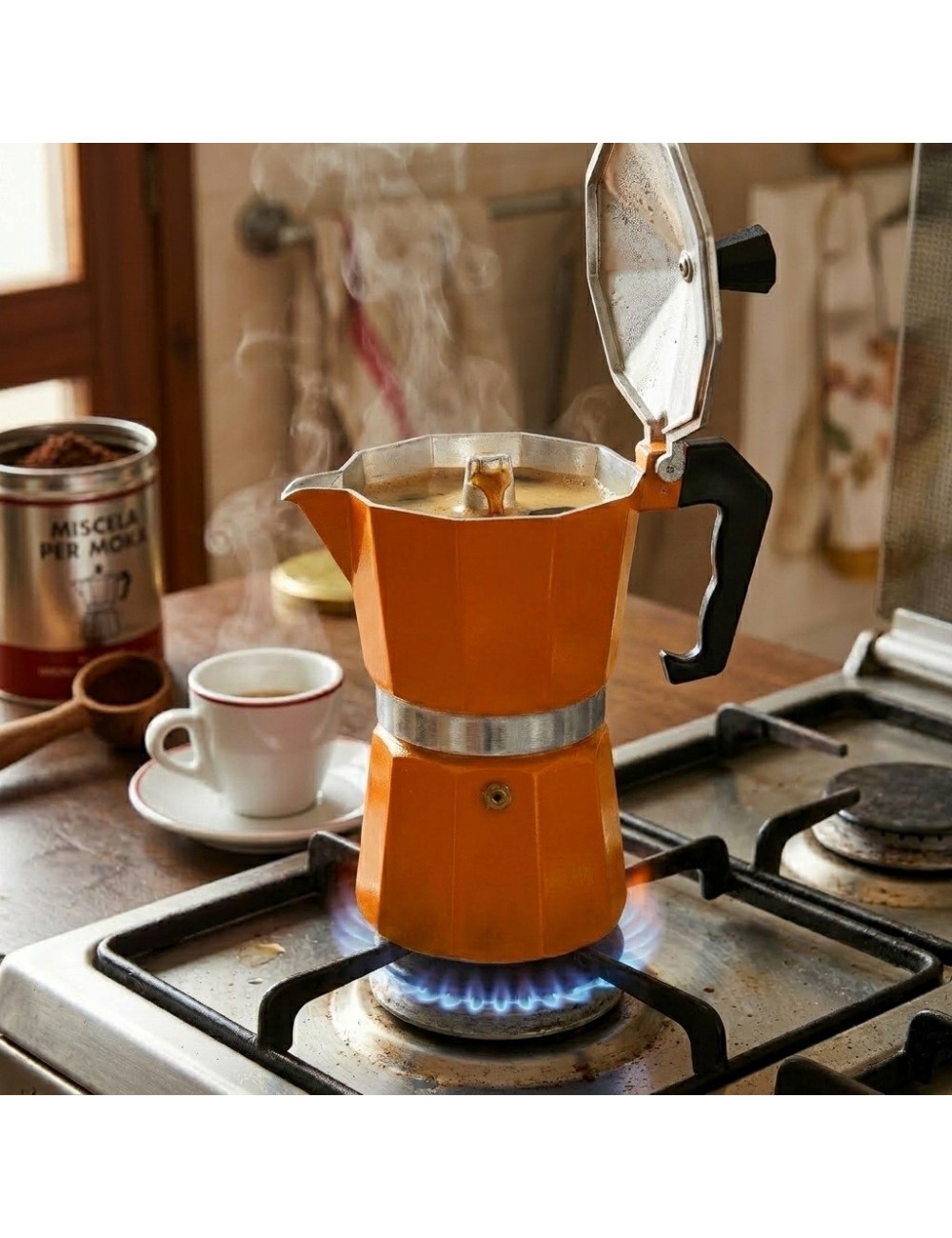 Cafetera Italiana Moka Aluminio 9 Tazas Espresso