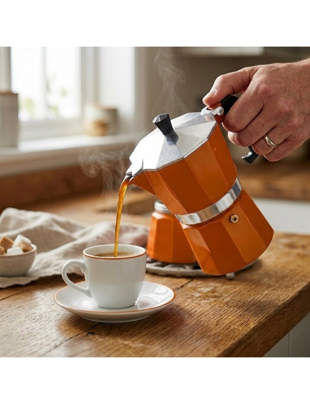 Cafetera Italiana Moka Aluminio 9 Tazas Espresso