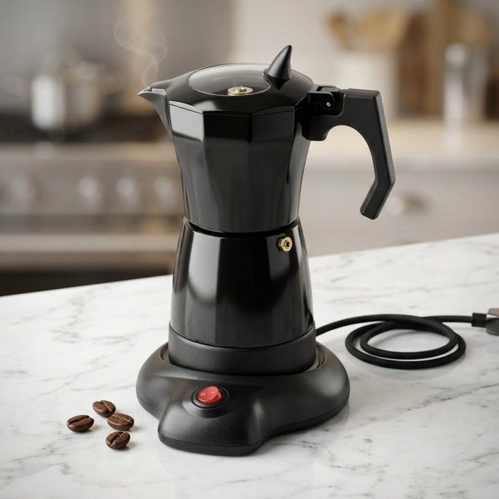 Cafetera Eléctrica Italiana Tipo Moka Base Independiente