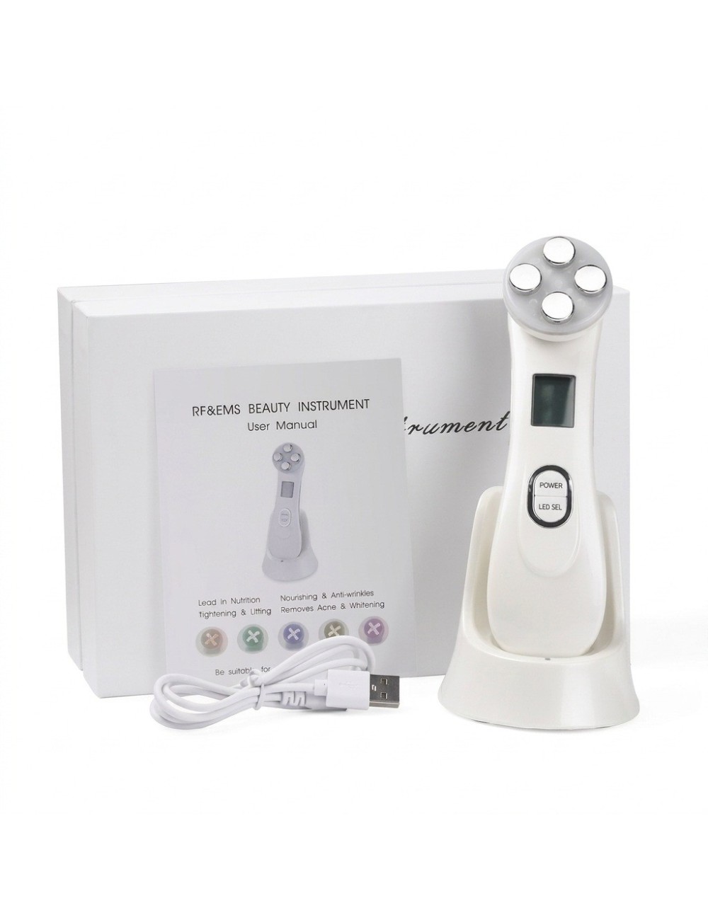 Aparato Masajeador Facial Rejuvenecedor Rf Ems Led 5 En 1