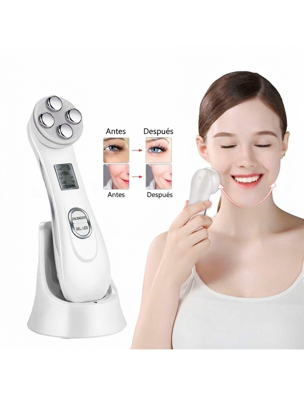 Aparato Masajeador Facial Rejuvenecedor Rf Ems Led 5 En 1