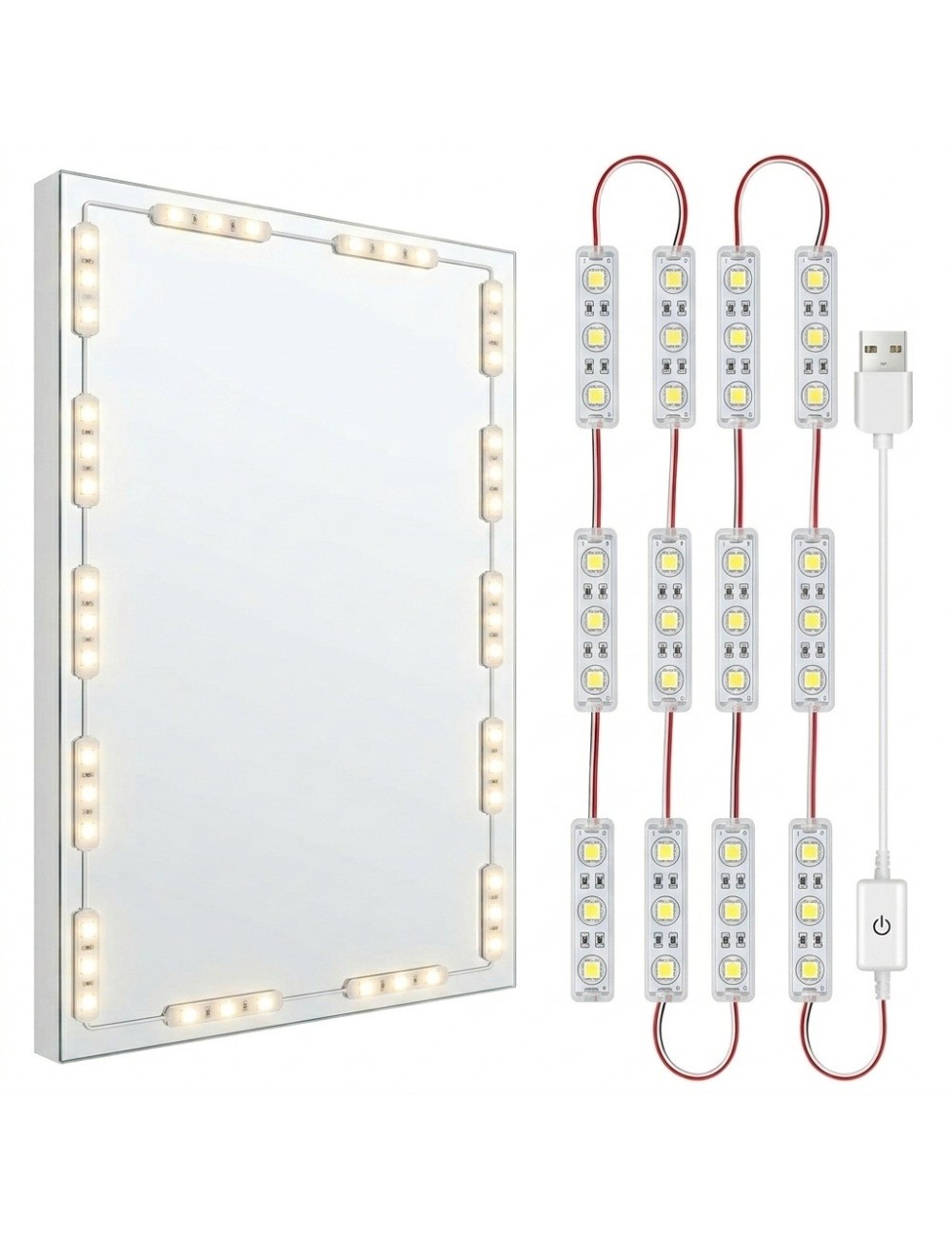 Luces Led Espejo Maquillaje Usb Regulables Adhesivas