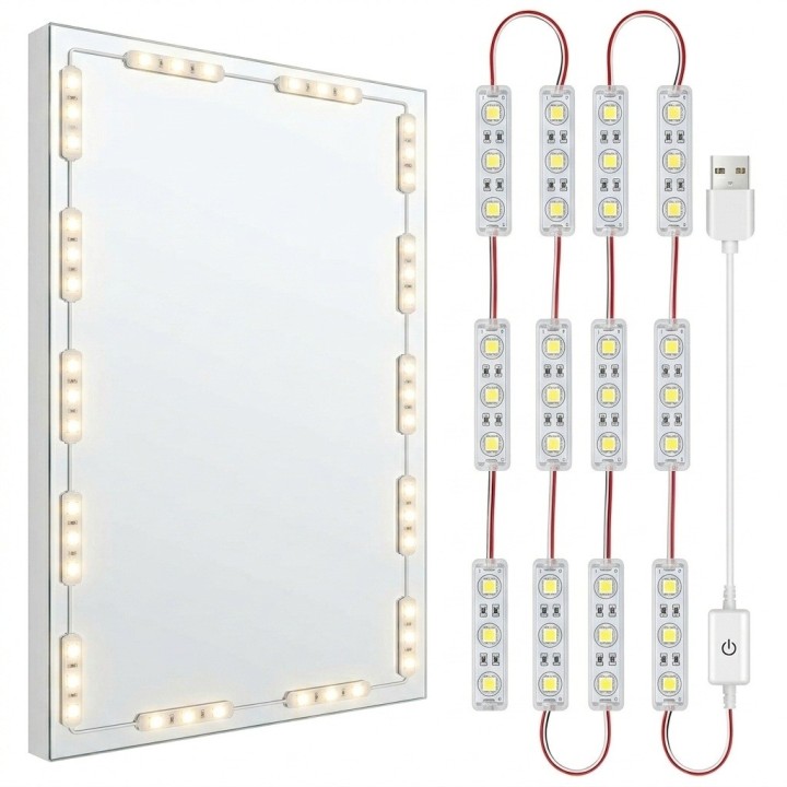 Luces Led Espejo Maquillaje Usb Regulables Adhesivas