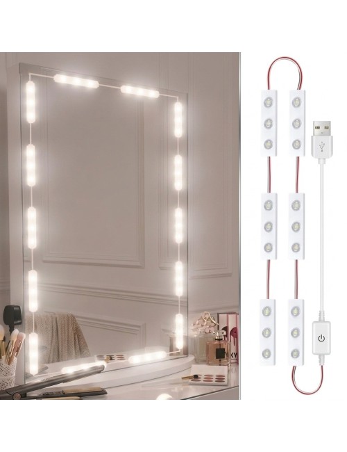 Luces Led Espejo Maquillaje Usb Regulables Adhesivas