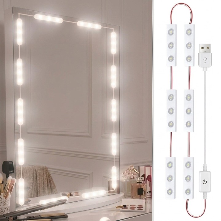 Luces Led Espejo Maquillaje Usb Regulables Adhesivas