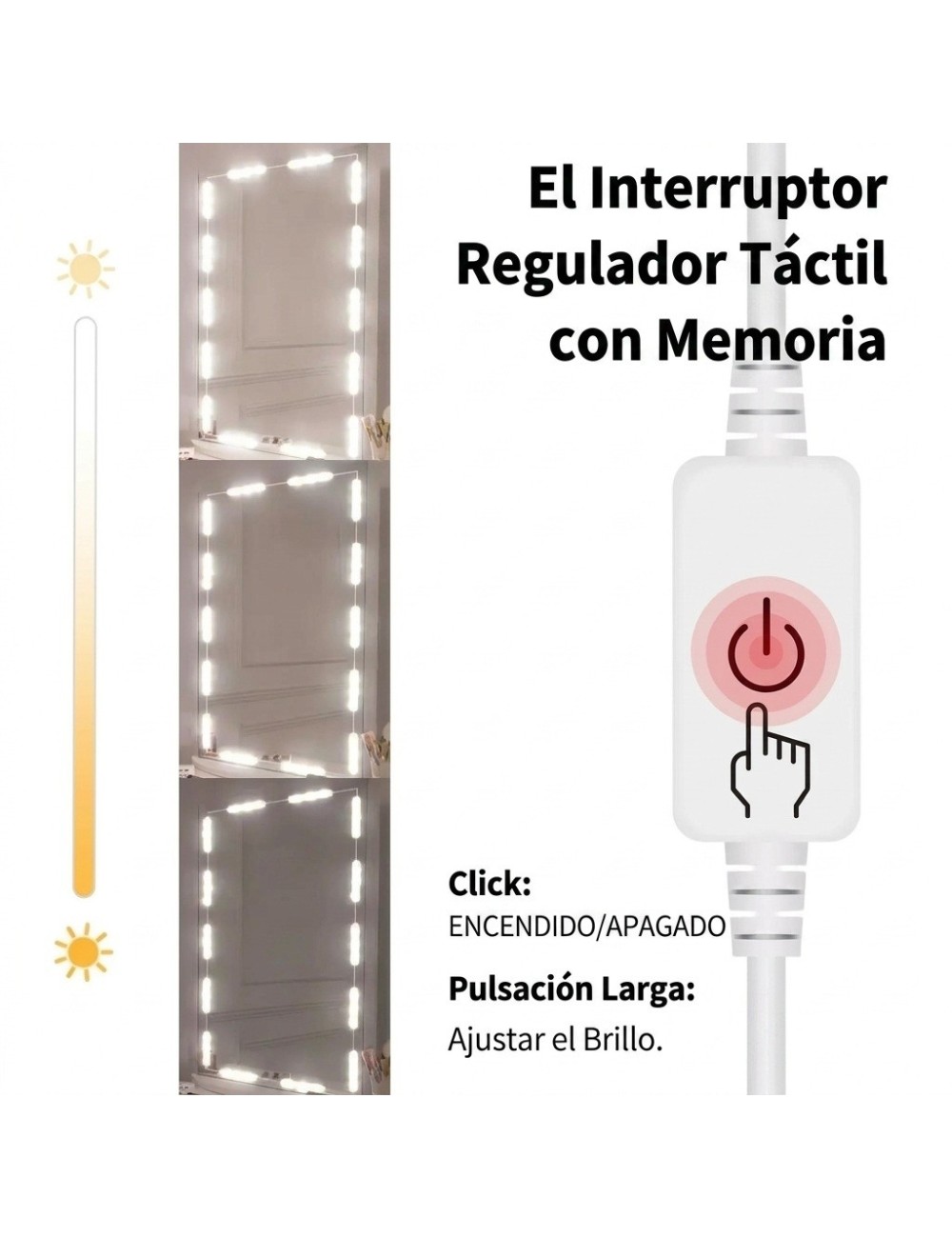 Luces Led Espejo Maquillaje Usb Regulables Adhesivas