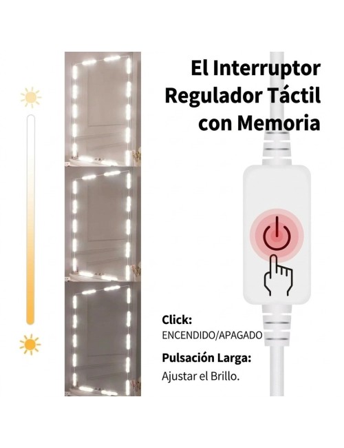 Luces Led Espejo Maquillaje Usb Regulables Adhesivas