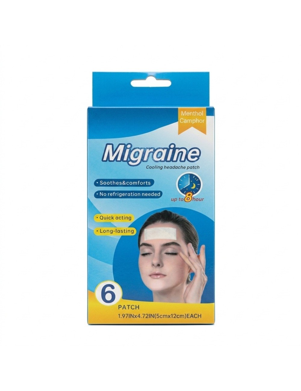 Parches Gel Frío Para Migraña Dolor De Cabeza Caja X6