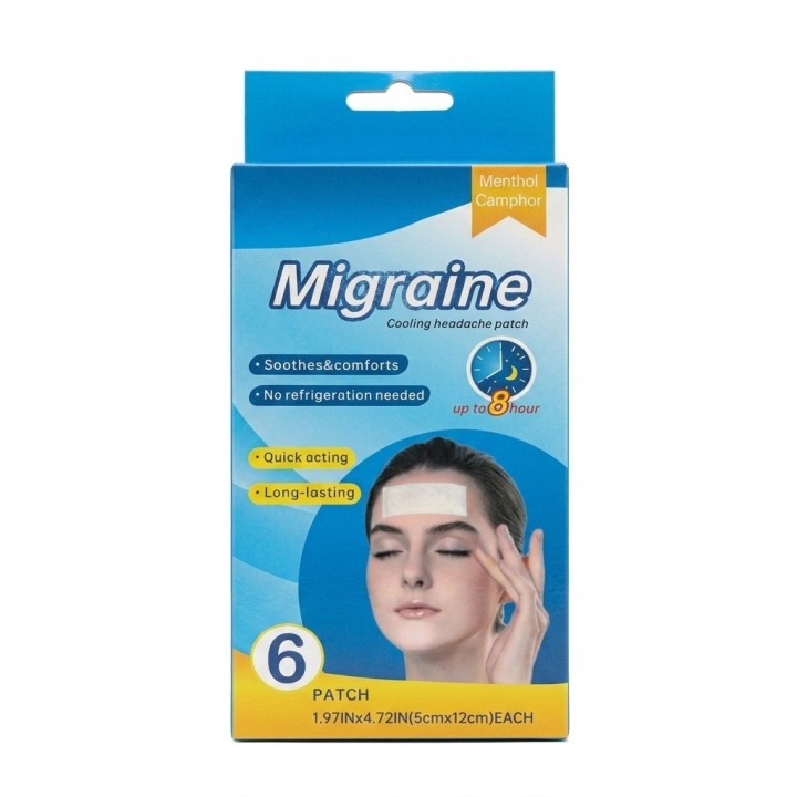 Parches Gel Frío Para Migraña Dolor De Cabeza Caja X6