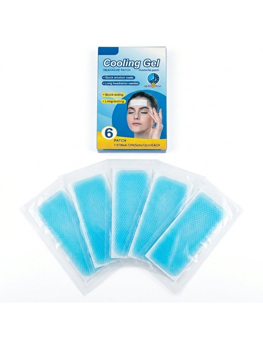 Parches Gel Frío Para Migraña Dolor De Cabeza Caja X6