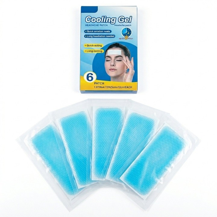 Parches Gel Frío Para Migraña Dolor De Cabeza Caja X6