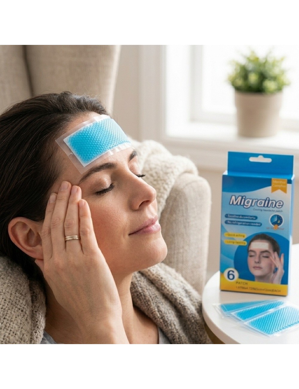 Parches Gel Frío Para Migraña Dolor De Cabeza Caja X6