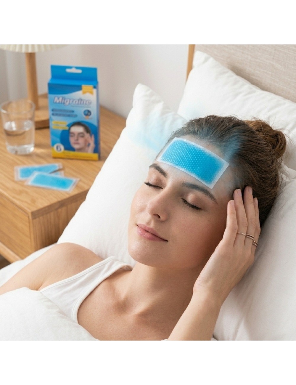 Parches Gel Frío Para Migraña Dolor De Cabeza Caja X6