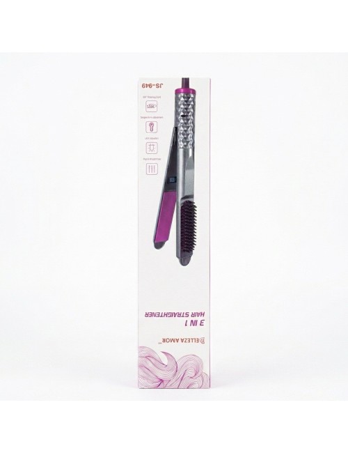 Plancha Cepillo Alisador Cabello 3 En 1 Belleza Js-949