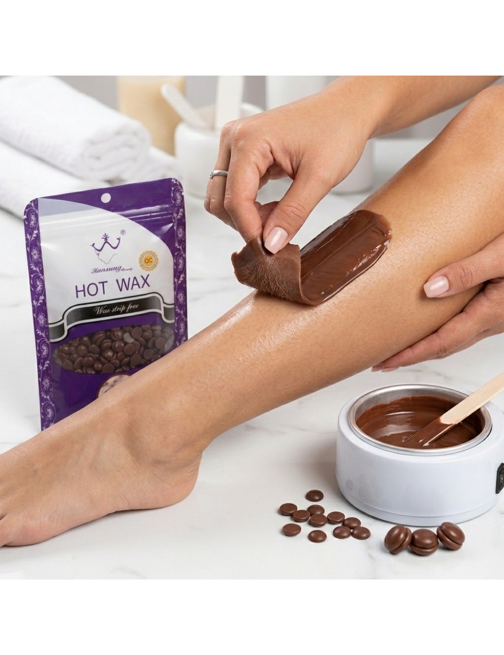Perlas De Cera Depilatoria Elástica Hot Wax 100g Chocolate