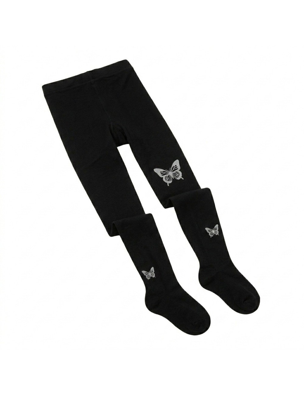 Medias Panty Negras Con Diseño De Mariposas Estilo Elegante