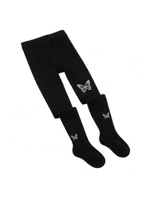 Medias Panty Negras Con Diseño De Mariposas Estilo Elegante