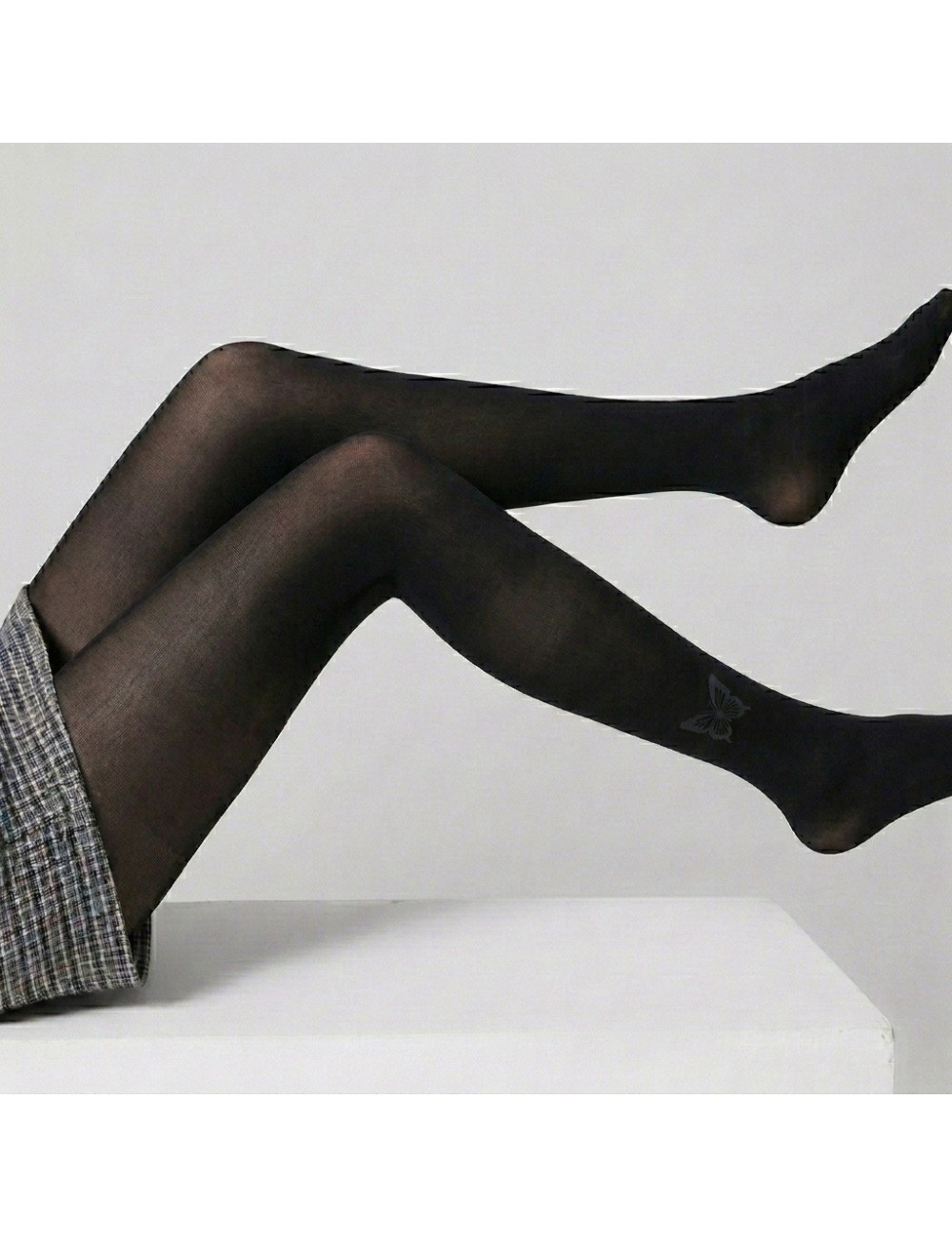 Medias Panty Negras Con Diseño De Mariposas Estilo Elegante