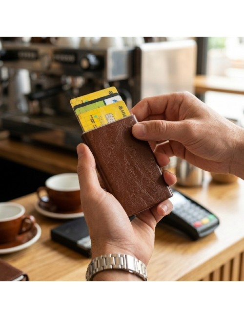 Billetera Tarjetero Automático Anti-robo Rfid Cuero