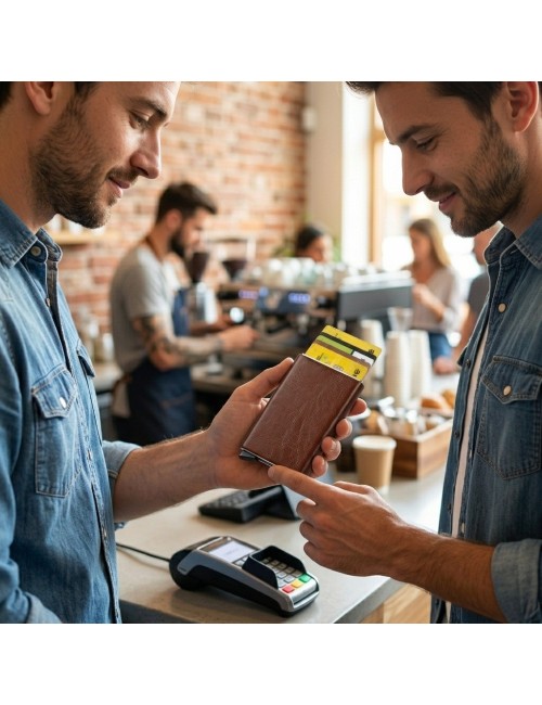 Billetera Tarjetero Automático Anti-robo Rfid Cuero